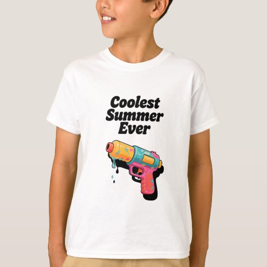 T-shirt Coolest Summer Ever - Retro Neon Water Gun Sarcasm (Devant)
