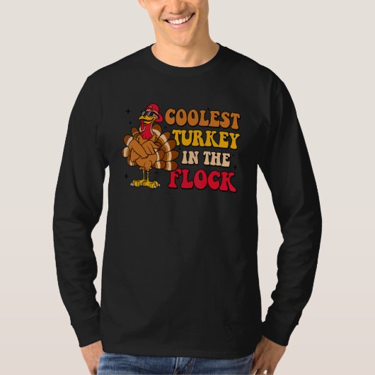 T-shirt Coolest Turkey In The Flock Autumn Fall Thanksgivi (Devant)