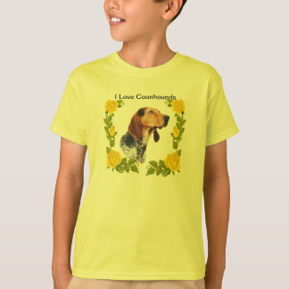 T-shirt Coonhound de l'anglais américain et roses jaunes