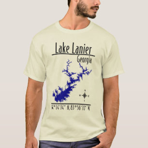 T-shirt Coordonnées de la carte du lac Lanier Géorgie