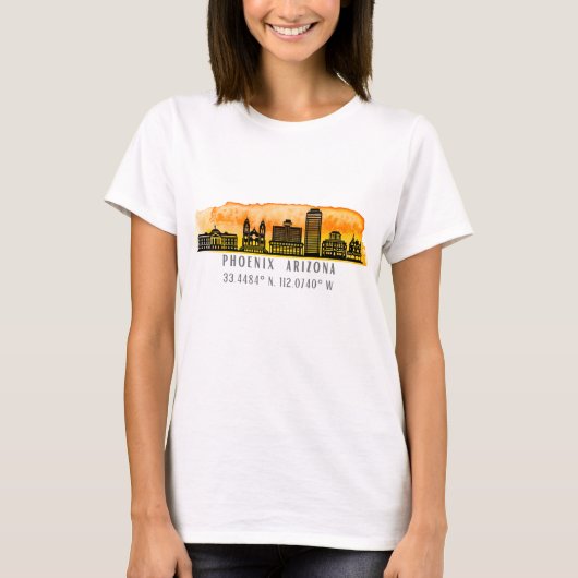 T-shirt Coordonnées de la carte Phoenix Skyline (Devant)