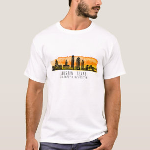 T-shirt Coordonnées de la carte Skyline d'Austin