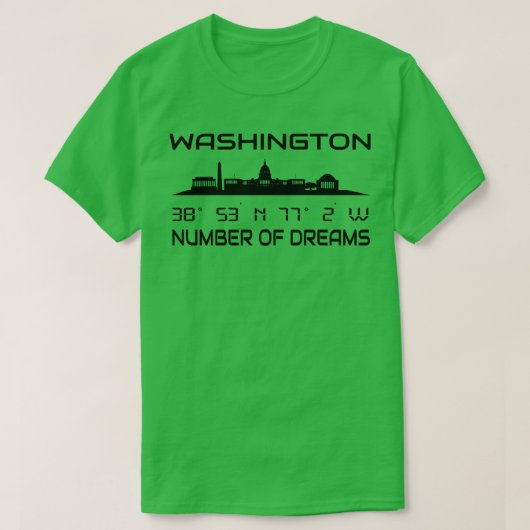 T-shirt Coordonnées GPS Capital Washington DC Skyline (Design devant)