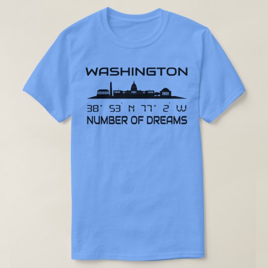 T-shirt Coordonnées GPS Capital Washington DC Skyline (Design devant)