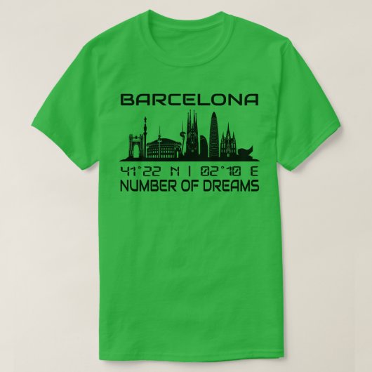 T-shirt Coordonnées GPS Ville Barcelona Skyline (Design devant)