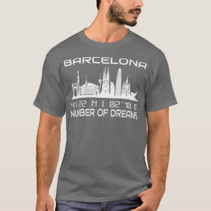 T-shirt Coordonnées GPS Ville Barcelona Skyline 1