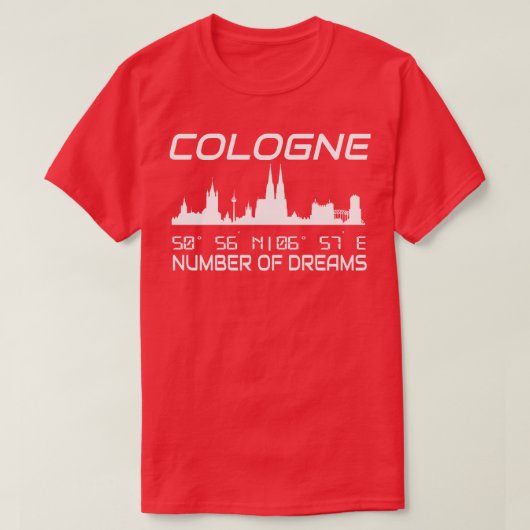 T-shirt Coordonnées GPS Ville De Cologne Skyline 2 (Design devant)