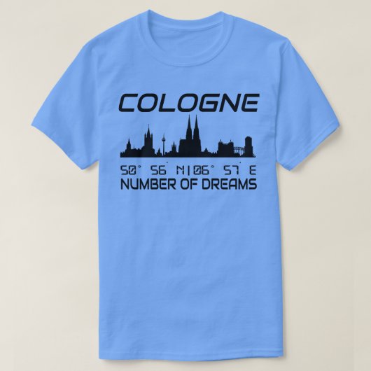 T-shirt Coordonnées GPS Ville De Cologne Skyline 3 (Design devant)