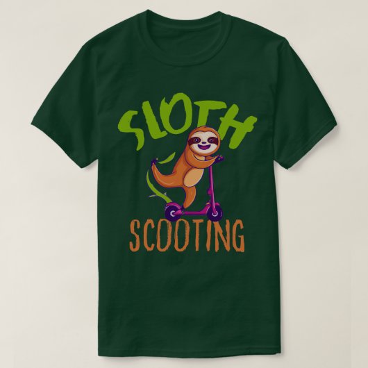 T-shirt Cooter ES amusant Cute Kawaii Sloth Driving Scoote (Design devant)