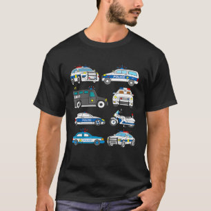 T-shirt Cop Car Design Kids Toddler Véhicules de police SW