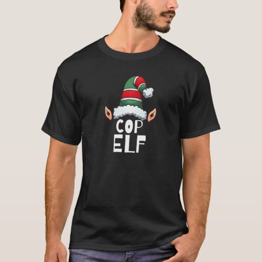 T-shirt Cop Elf Noël Fêtes Noël Xmas Elves Police Offi (Devant)