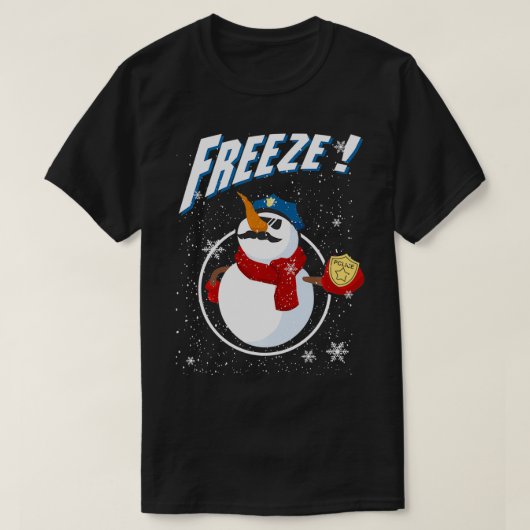 T-shirt Cop Snowman Freeze Police Navidad Policeman Police (Design devant)