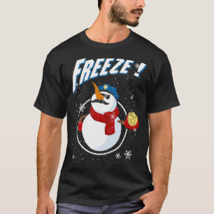 T-shirt Cop Snowman Freeze Police Navidad Policeman Police