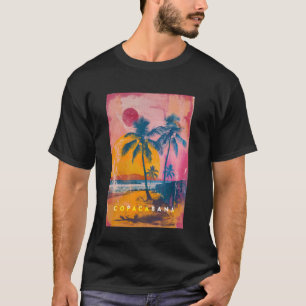 T-shirt Copacabana Rio de Janeiro Brésil Plage rétro Sunse