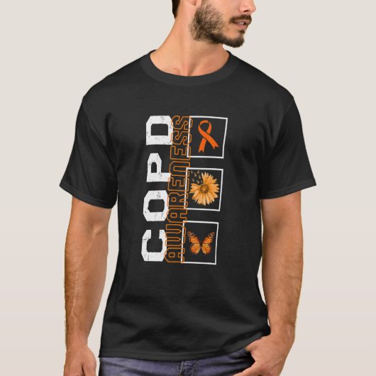 T-shirt COPD Awareness COPD Orange Ribbon Sunflower Butter (Devant)
