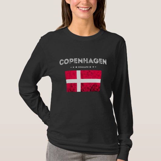 T-shirt Copenhague Danemark Voyage Dannebrog Drapeau Danoi (Devant)