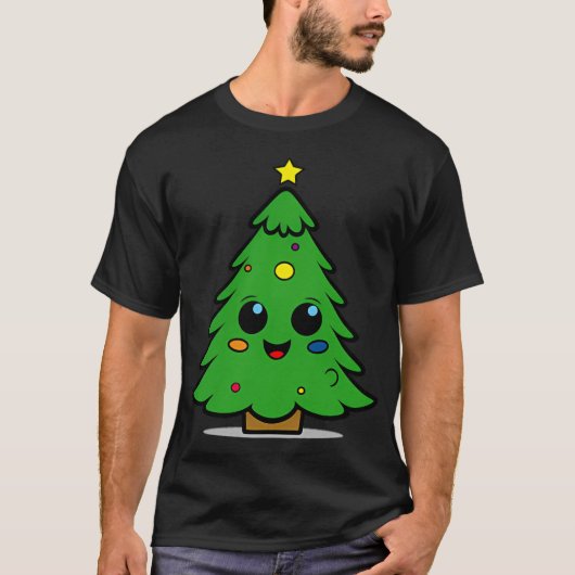 T-shirt Copie De Cute Et Arbre De Noël Souriant (Devant)