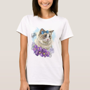 T-shirt Copie d'un dessin à la main d'un chat mignon drôle