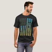 T-shirt Copywriter bleu Jaune SEO (Devant entier)