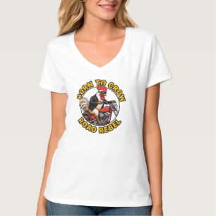 T-shirt Coq Biker Rebelle de Route Né Pour Grandir