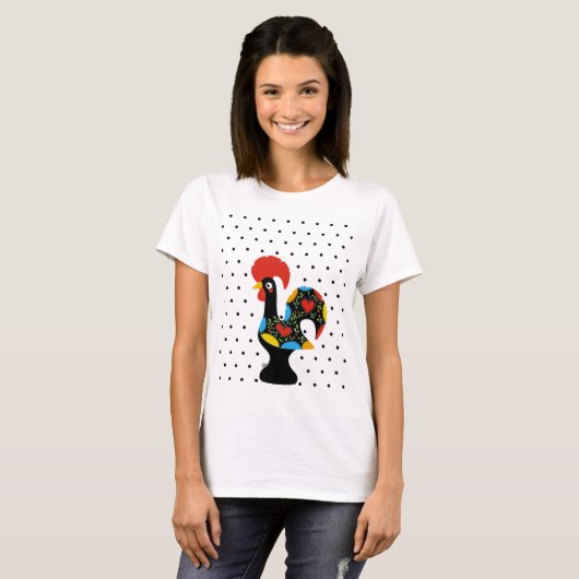 T-shirt Coq célèbre de Barcelos Nr 09 - pois (Devant entier)