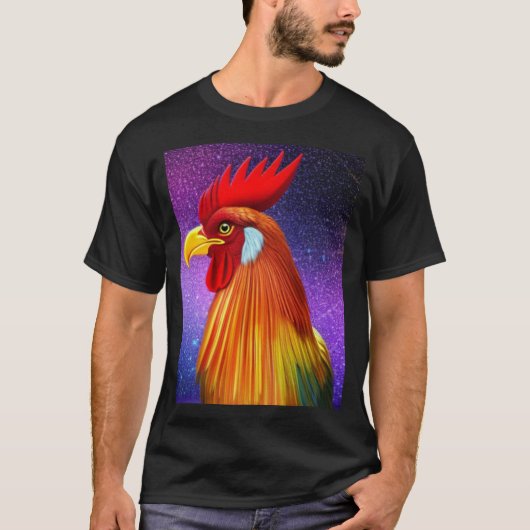 T-shirt coq coloré (Devant)