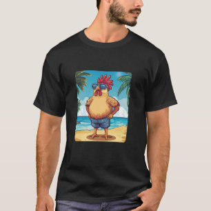 T-shirt Coq cool en maillot de bain et lunettes de soleil
