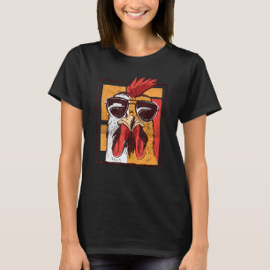 T-shirt Coq Cool Vintage Rétro Poule Portant Des Lunettes
