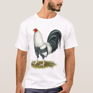 T-shirt Coq de combat américain de bleu d'argent de jeu