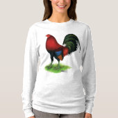 T-shirt Coq de combat : Rouge foncé (Devant)