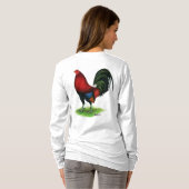 T-shirt Coq de combat : Rouge foncé (Dos entier)