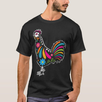 T-shirt Coq de crâne sucre Dia De Los Muertos Halloween T