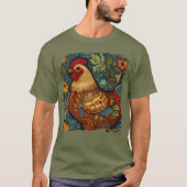T-shirt Coq de poulet chic rétro (Devant)
