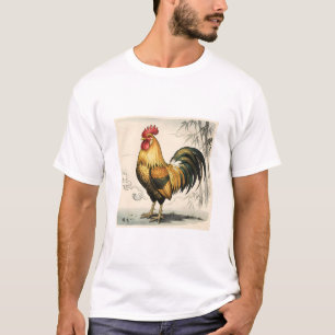 T-shirt Coq doré art japonais
