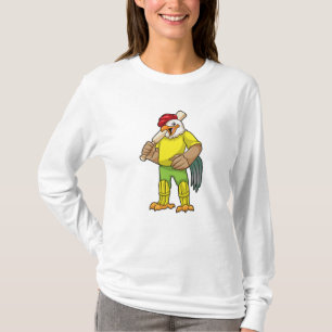 T-shirt Coq en batteur avec batte de cricket