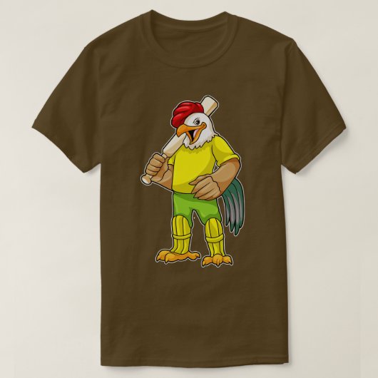 T-shirt Coq en batteur avec batte de cricket (Design devant)