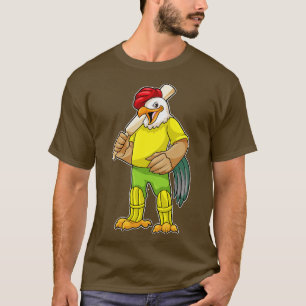 T-shirt Coq en batteur avec batte de cricket
