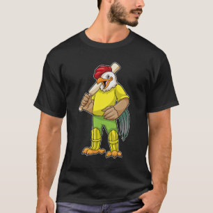 T-shirt Coq en batteur avec batte de cricket