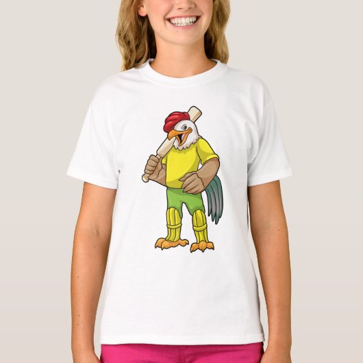 T-shirt Coq en batteur avec batte de cricket (Devant)