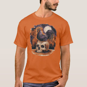 T-shirt Coq ensorcelé perché sur crâne Halloween sorceller