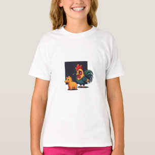 T-shirt Coq Et Duo De Cheval Enfants
