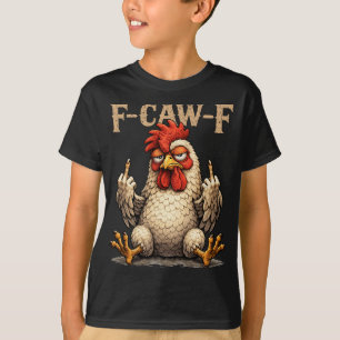 T-shirt Coq noir drôle gothique F-caw-f Fcawf poulet A