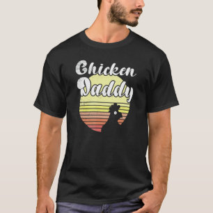 T-shirt Coq Papa Poulet Rétro Coucher de Soleil Poulet Imp