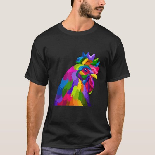 T-shirt Coq Poule Multicolore (Devant)