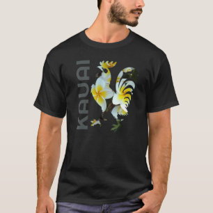 T-shirt Coq poulet fleur de Kauai Hawaï vintage tropical