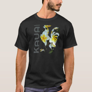 T-shirt Coq poulet fleur de Kauai Hawaï vintage tropical