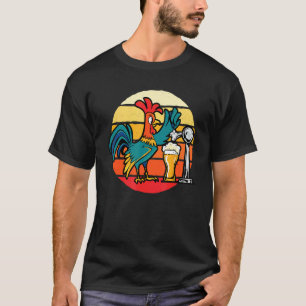 T-shirt Coq Rétro Poulet Bière Drôle Ferme Ani