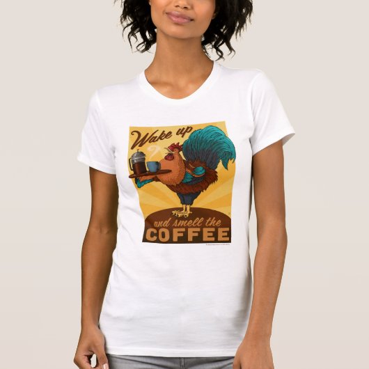 T-shirt Coq - Réveillez-vous et sentez le café (Devant)
