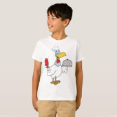 T-shirt Coq servant de la nourriture (Devant entier)