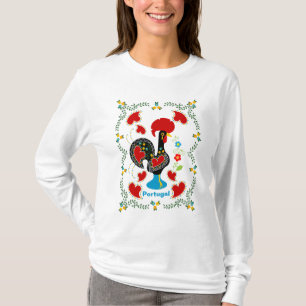 T-shirt Coq traditionnel du Portugal en noir